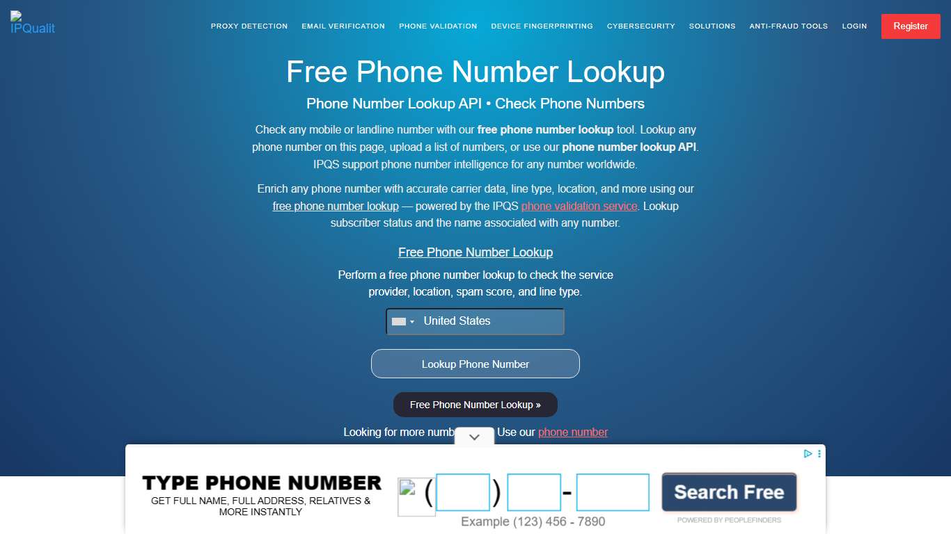 Free Phone Number Lookup Tool Phone Number Lookup API